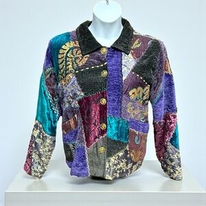 Tapestry Patch Boho Luxe Patchwork Jacket Tapestry Patch Velvet Blend Size Large